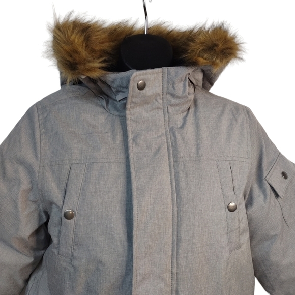 Swiss Tech Boy's Gray Winter Parka Faux Fur Jacket Size L (10/12) - Picture 4 of 12